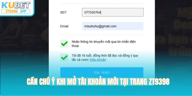 Cần chú ý khi mở tài khoản mới tại trang zt9398